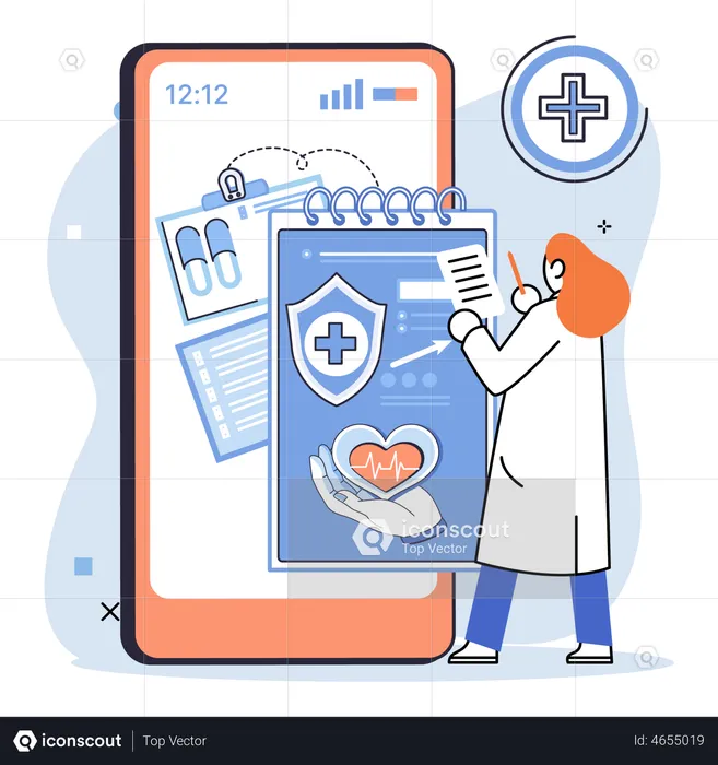 Online medical healthcare app  Illustration