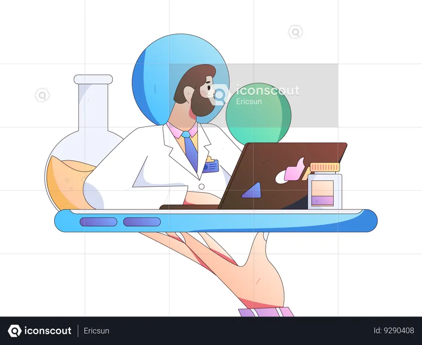Online medical research  Illustration