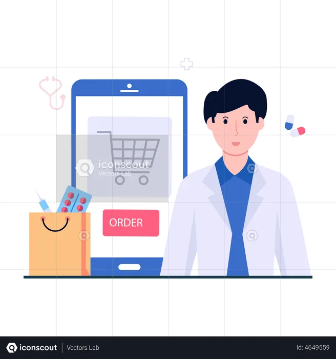 Online Medicine Shopping  Illustration
