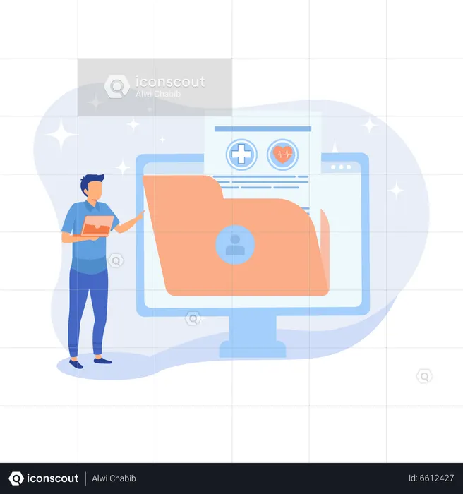 Online-Krankenbericht  Illustration