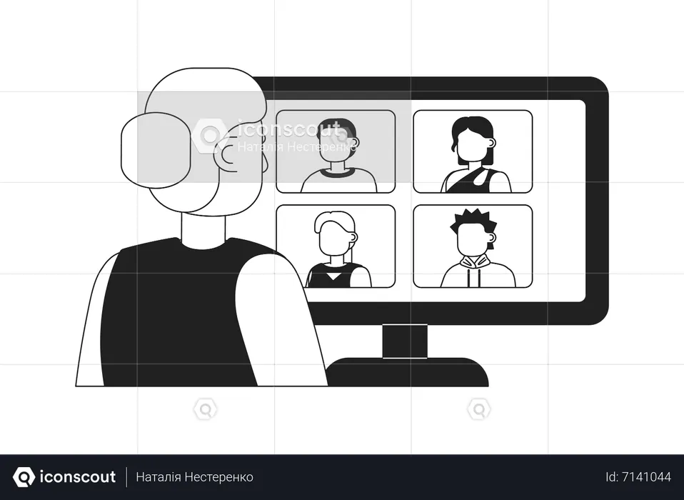 Online-Meeting für Remote-Mitarbeiter  Illustration