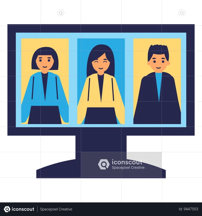 Online meeting via video conference  Illustration