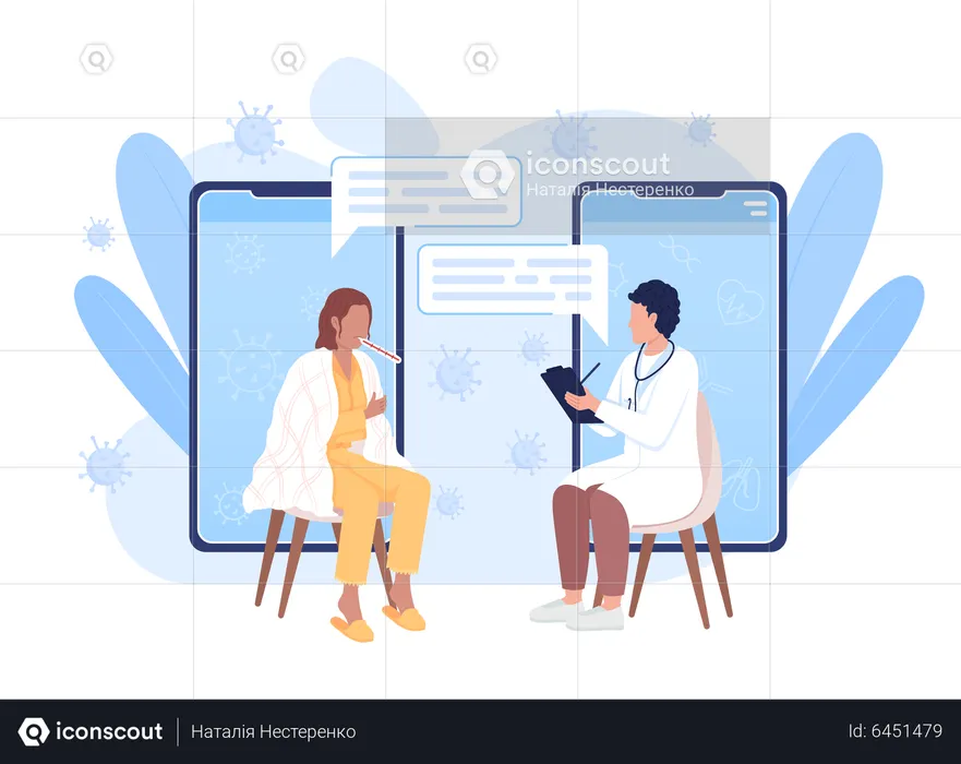 Online meeting with doctor  Illustration