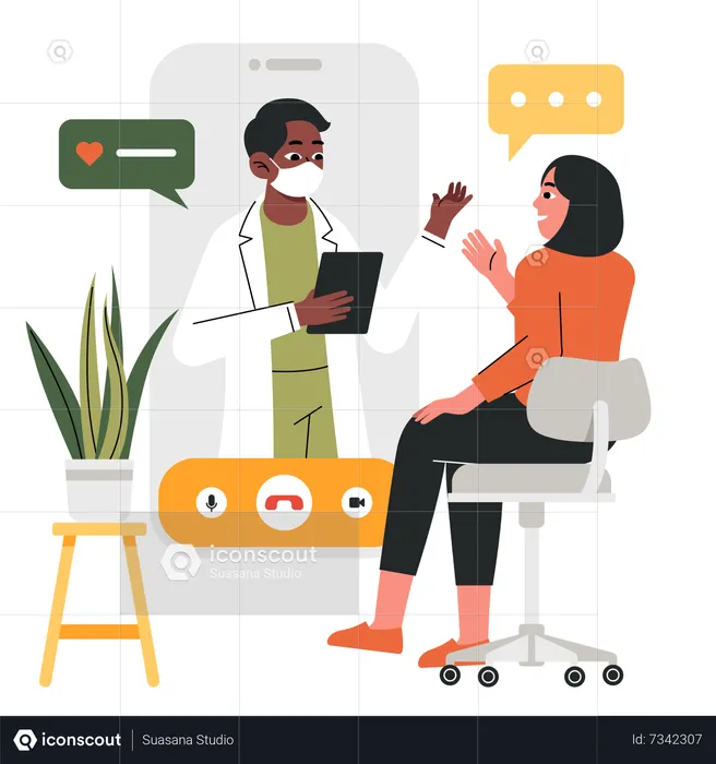 Online mental health consultation  Illustration