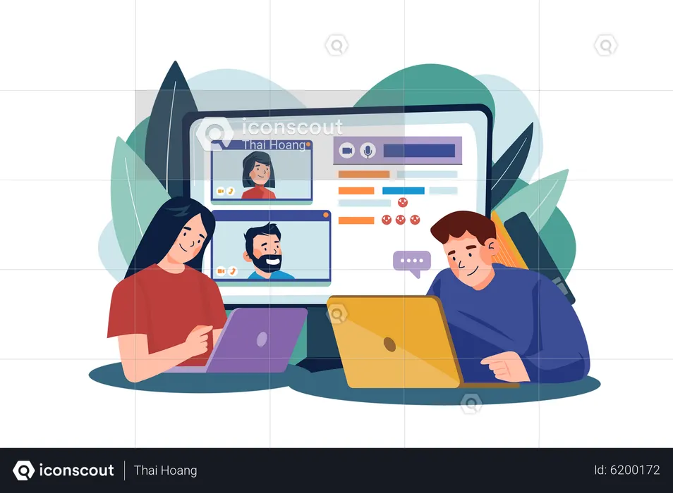 Online message blog chats communication  Illustration