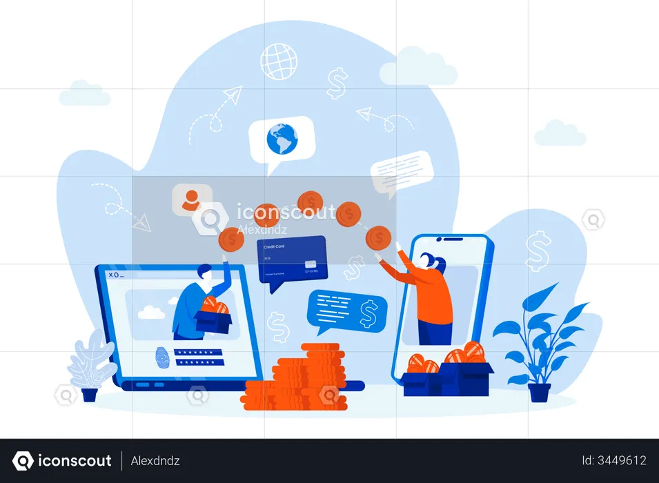 Online Money Transaction  Illustration