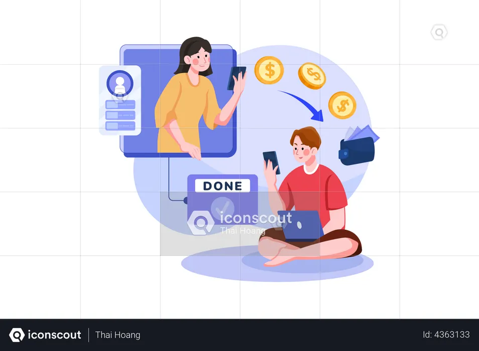 Online money Transfer  Illustration