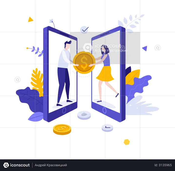 Online money transfer  Illustration