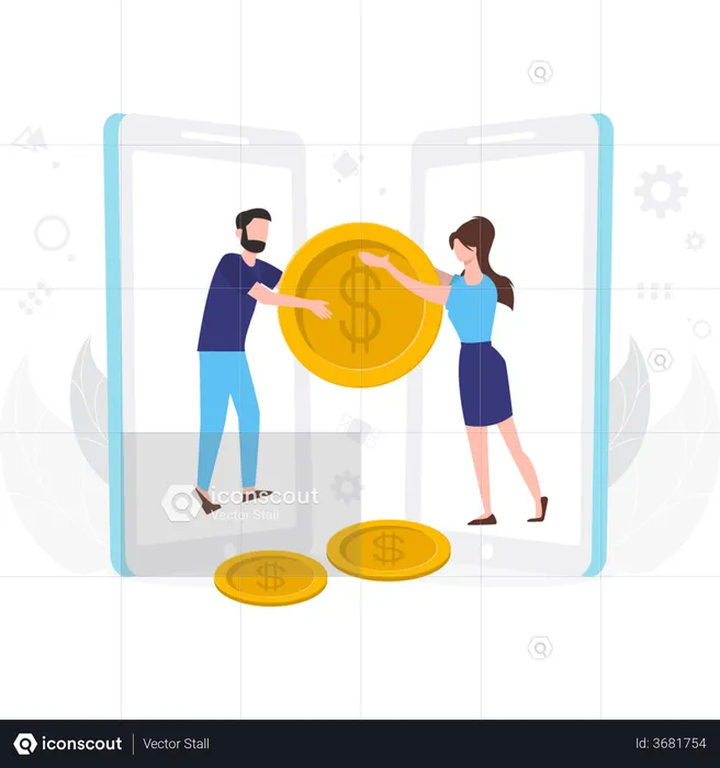 Online money transfer  Illustration