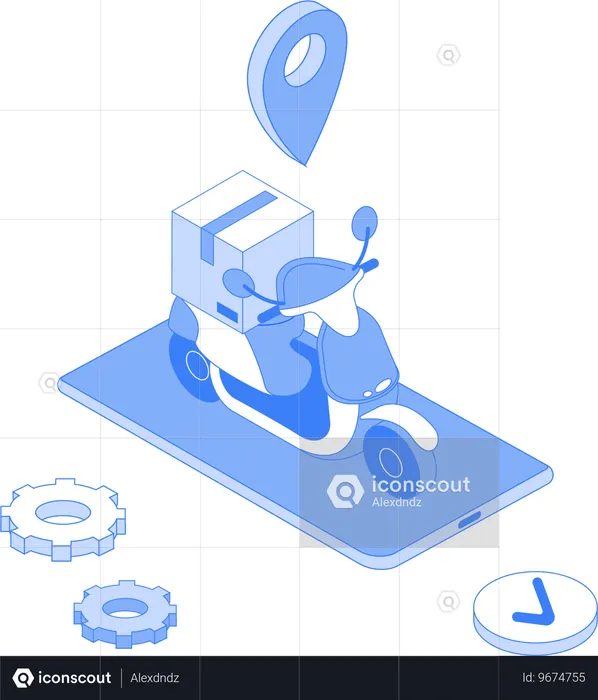 Online motorbike delivery  Illustration