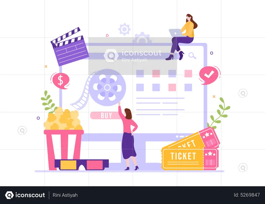 Online movie ticket buying platform  Illustration