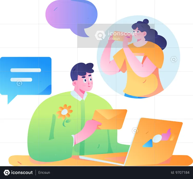 Online Networking Conversation  Illustration