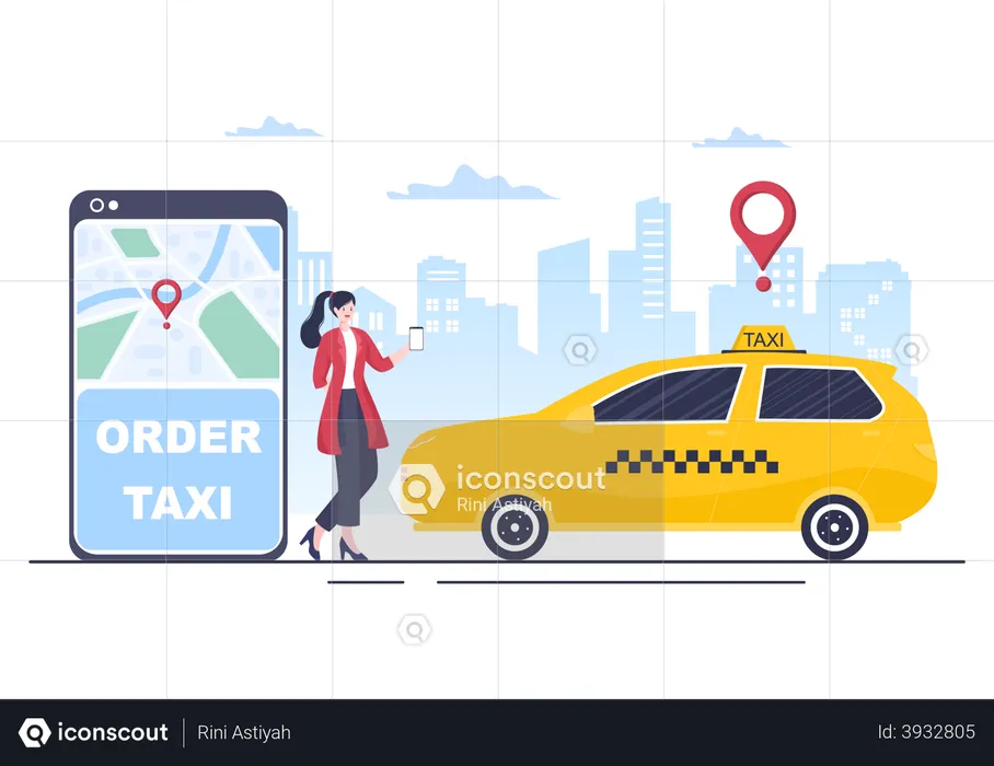 Online order taxi  Illustration
