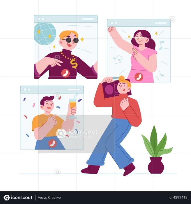 Online Party  Illustration
