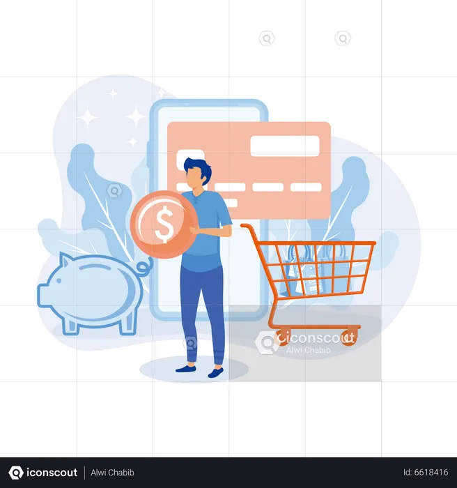 Online payment by card  Illustration