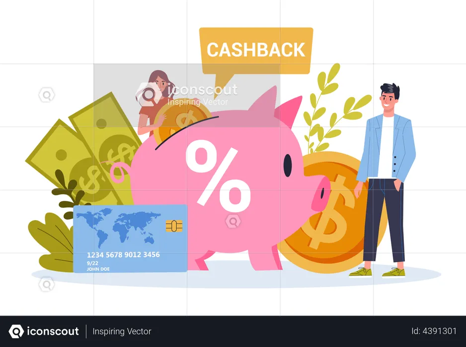 Online payment cashback  Illustration