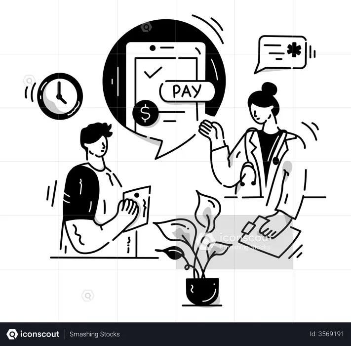 Online payment system at hospital  Illustration