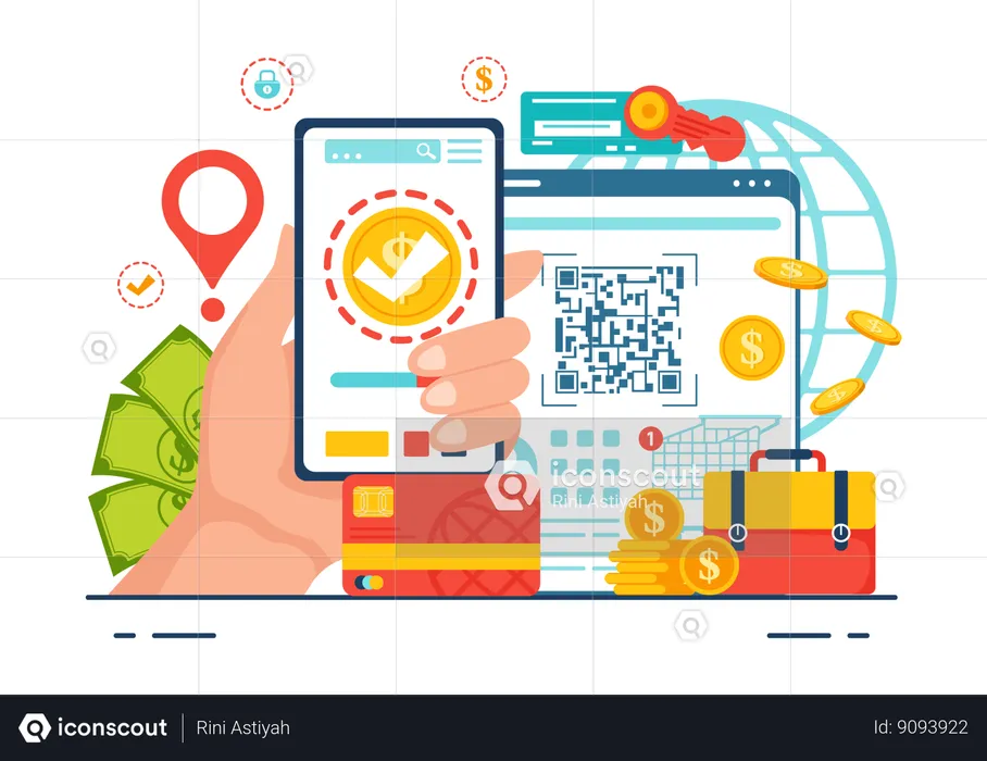 Online payment using mobile  Illustration