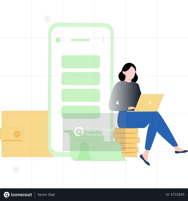 Online payment via mobile wallet  Illustration