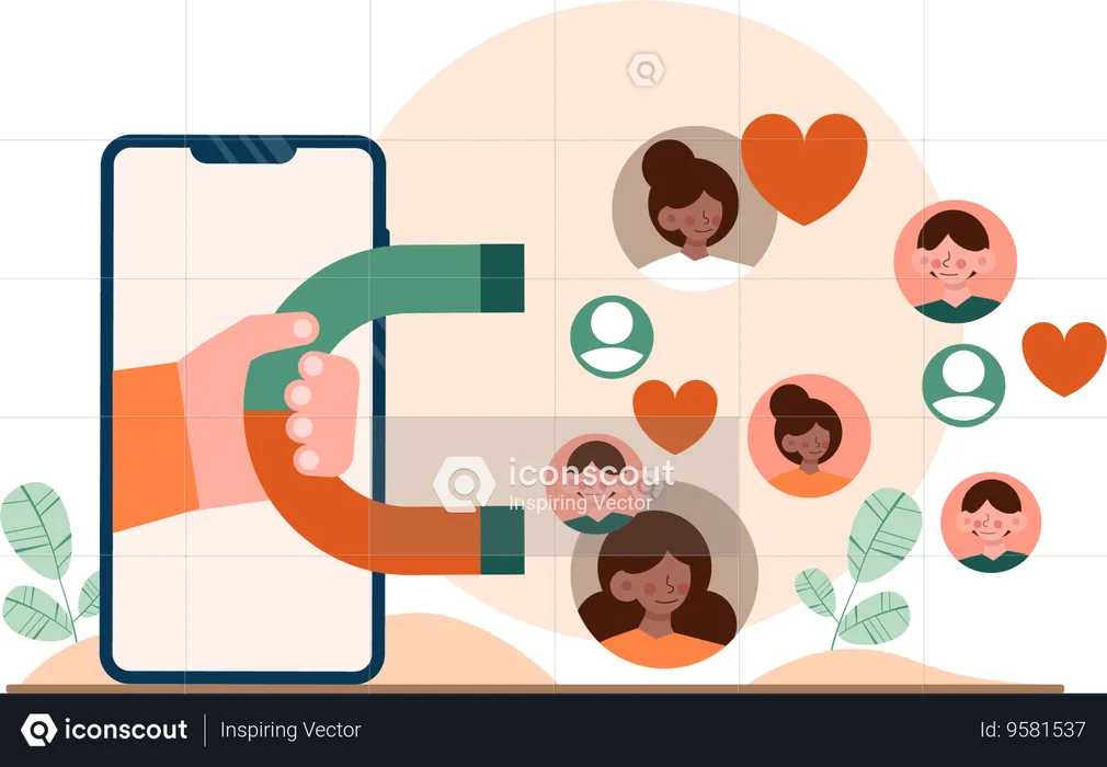 Online people attraction  Illustration