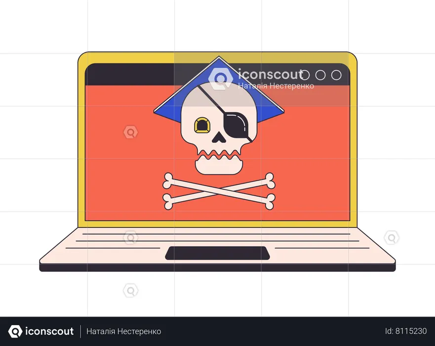 Online piracy on laptop  Illustration