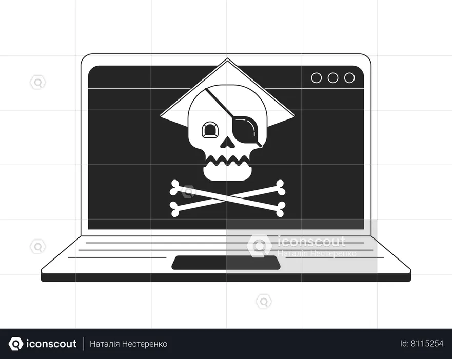 Online piracy on laptop  Illustration