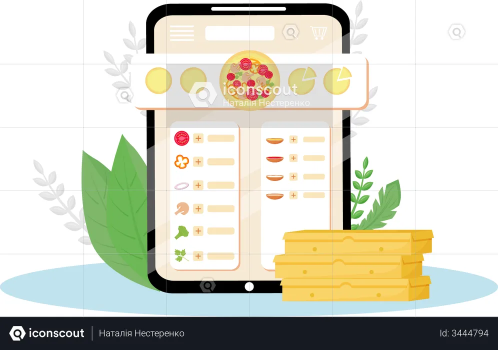 Online pizza ordering app  Illustration