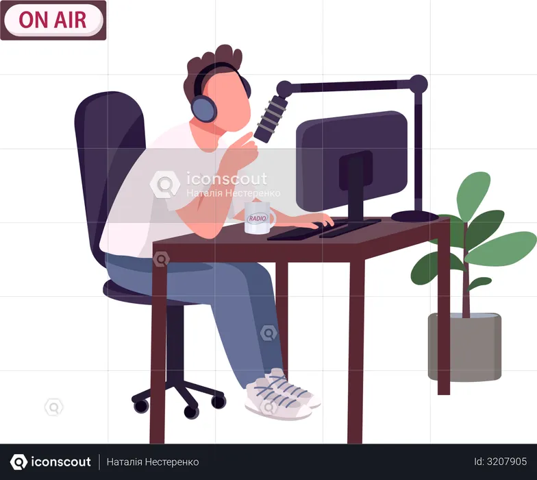 Online podcast host  Illustration