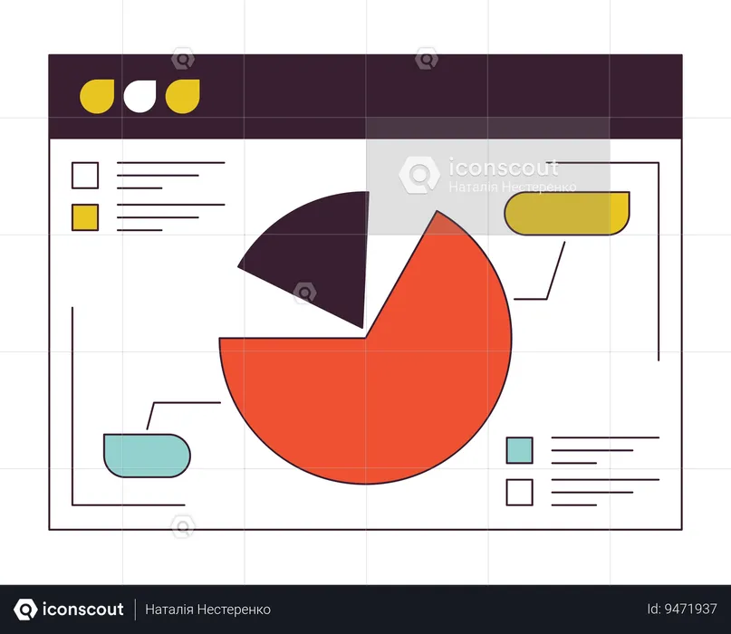 Online presentation slide with pie chart  Illustration