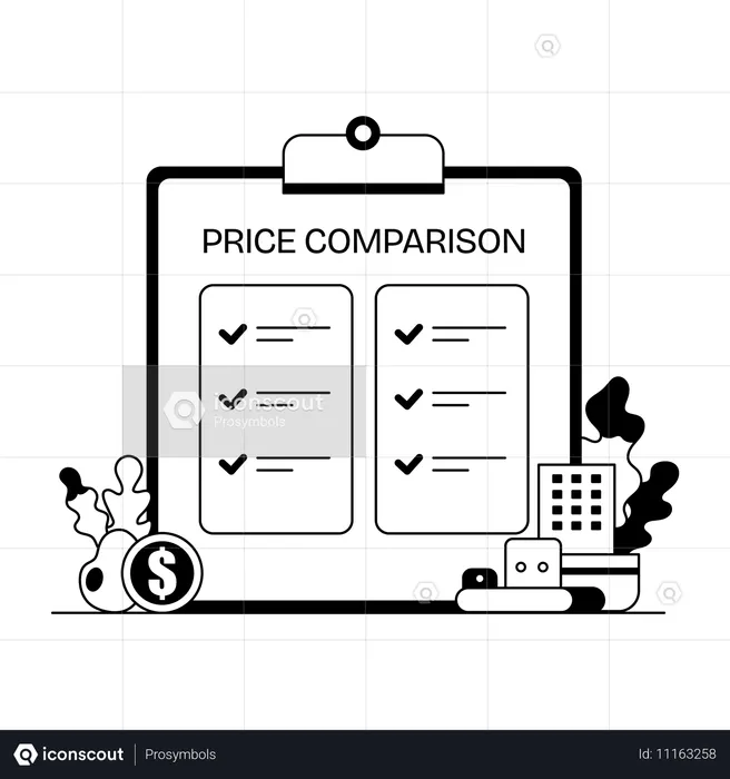 Online price comparison  Illustration