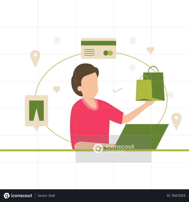 Online product purchasing process  Illustration