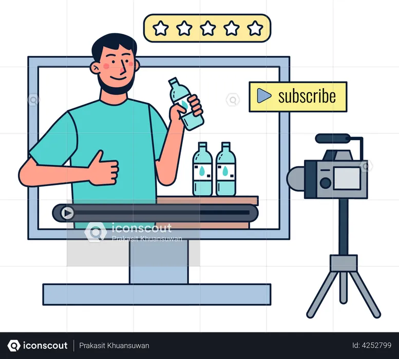 Online product review by vlogger  Illustration