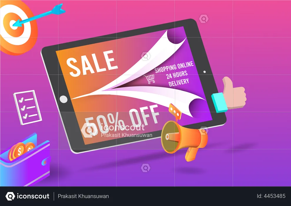 Online sale marketing  Illustration