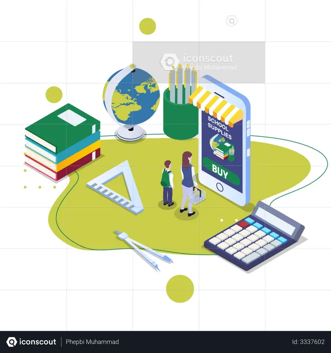 Online school essential shopping app  Illustration