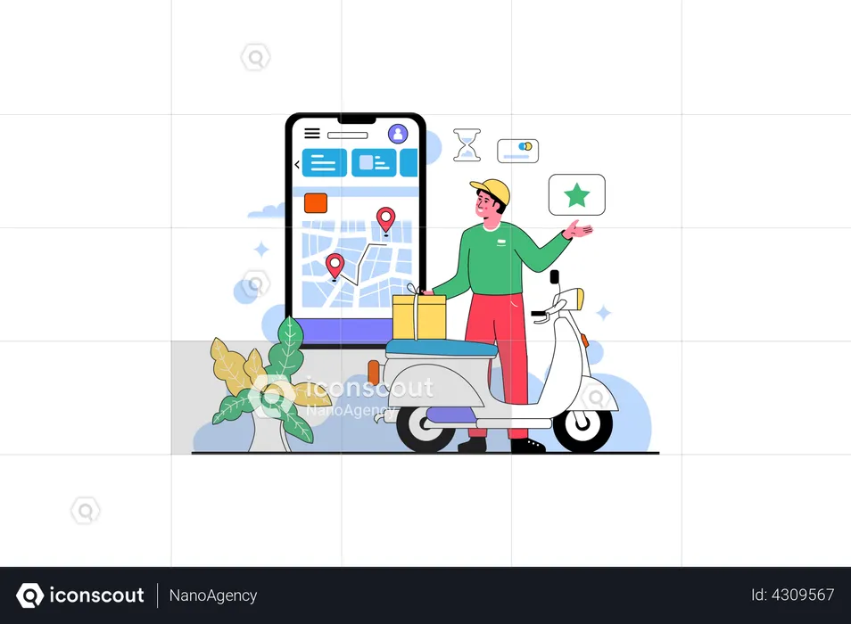 Online Scooter Delivery System  Illustration