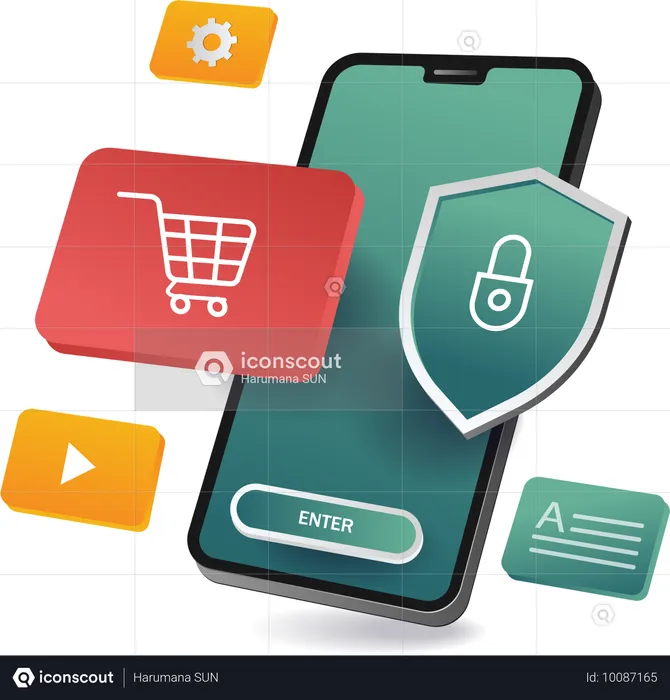 Online secure shopping  Illustration