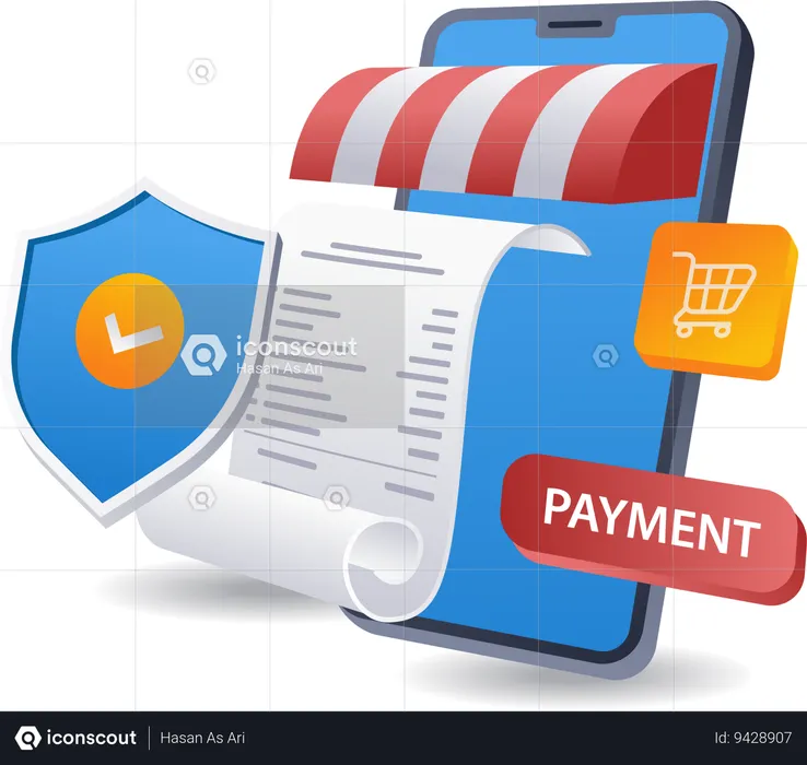 Online Secure shopping payment  Illustration