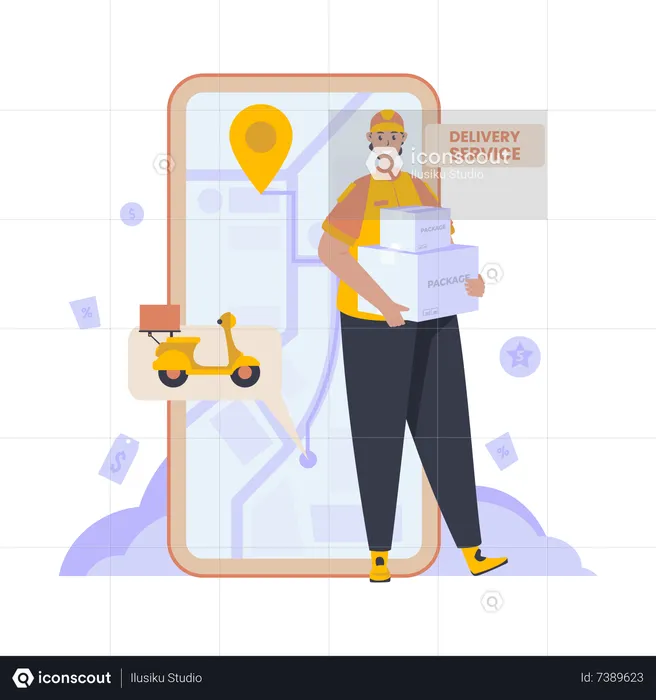 Online shop delivery service  Illustration