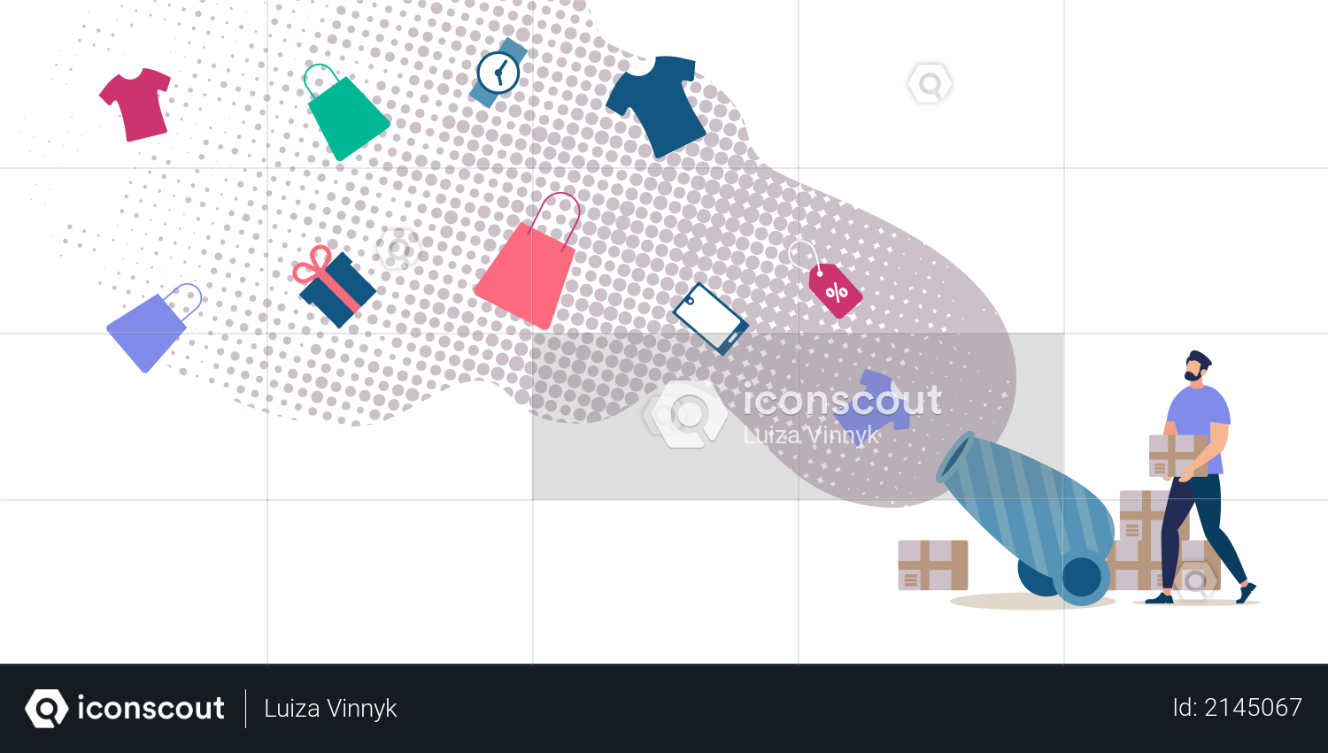 Online Shop Discounts Campaign Illustration