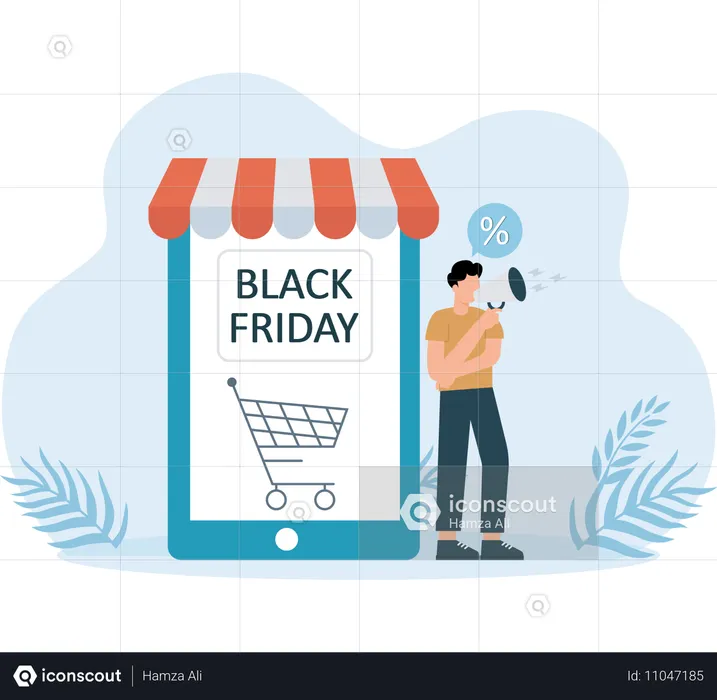 Online-Shopping-Ankündigung zum Black Friday  Illustration