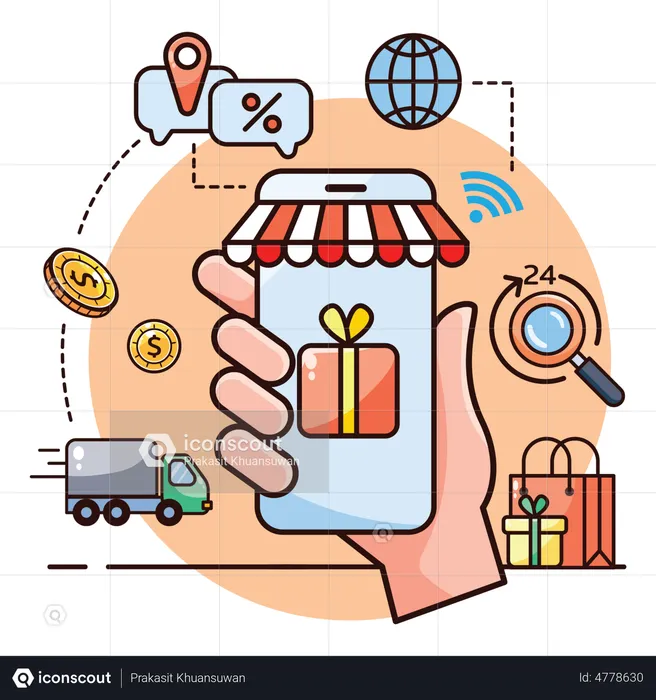 Online Shopping App  Illustration