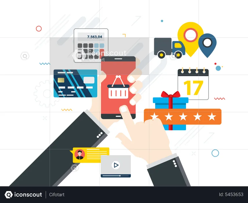 Online shopping application rating  Illustration