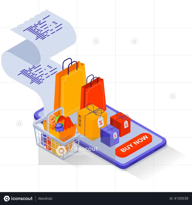 Online Shopping Bill  Illustration