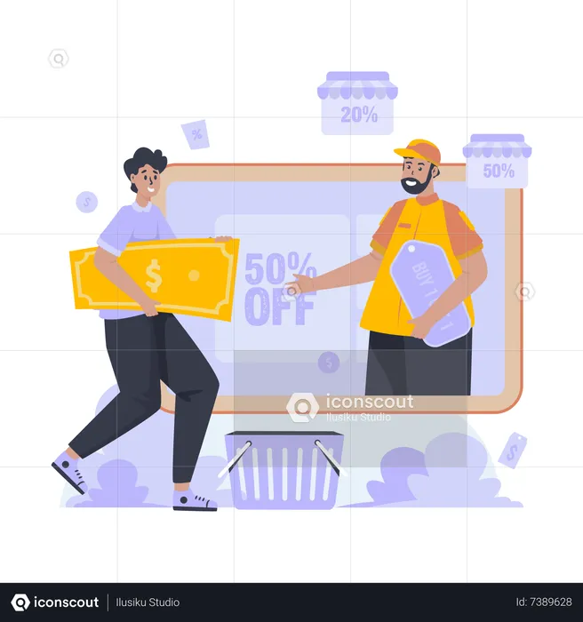 Online shopping cash payment  Illustration