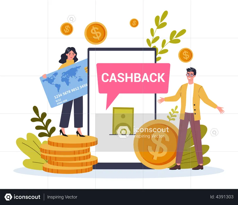 Online shopping cashback  Illustration