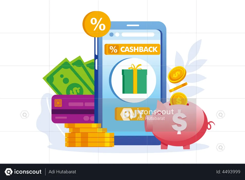 Online shopping cashback  Illustration