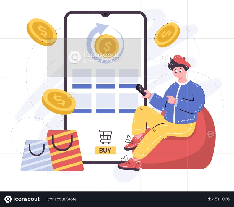 Online shopping cashback reward  Illustration