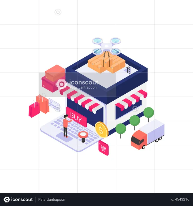 Online Shopping Delivery  Illustration