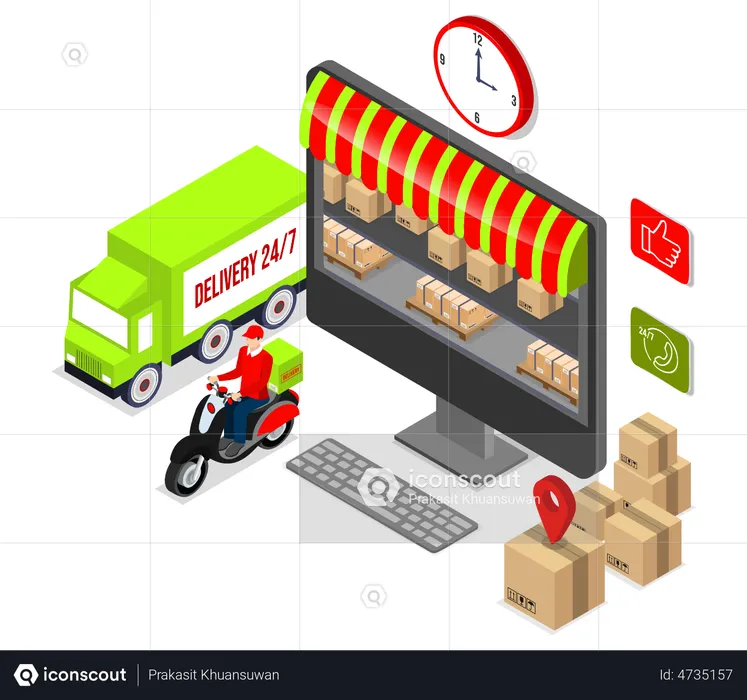 Online Shopping Delivery  Illustration