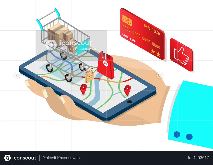 Online shopping delivery tracking application  Illustration